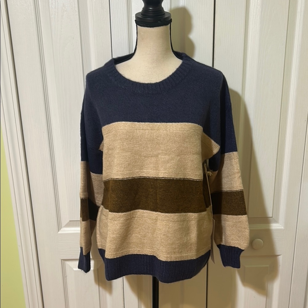 Lumpier Striped Navy and Tan Sweater